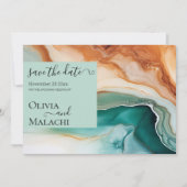 エレガント抽象芸術モダンアゲートティール(緑がかった色)テラコッタ 招待状 (正面)