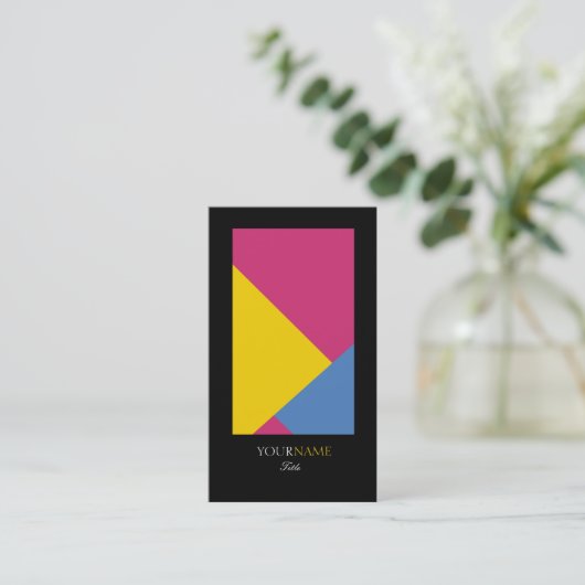 エレガント抽象芸術モダンジオメトリックブラック縁ど 名刺 (スタンド正面)