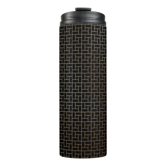 エレガント抽象芸術モダン金ゴールドバスケット織りパターン タンブラー (正面)