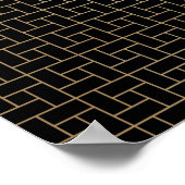 エレガント抽象芸術モダン金ゴールドバスケット織りパターン ポスター (角)