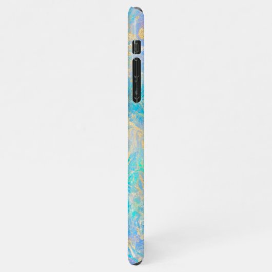 エレガント抽象芸術モダン金ゴールドファイアオパール名前をカスタムする iPhoneケース (左側)