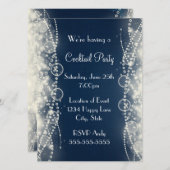 エレガント抽象芸術レースとパールカクテルパーティー 招待状 (正面/裏面)