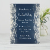 エレガント抽象芸術レースとパールカクテルパーティー 招待状 (スタンド正面)