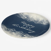 エレガント抽象芸術レースとパールハッピーバースデー ペーパープレート (アングル)