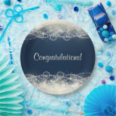 エレガント抽象芸術レースと真珠おめでとう ペーパープレート (パーティー)