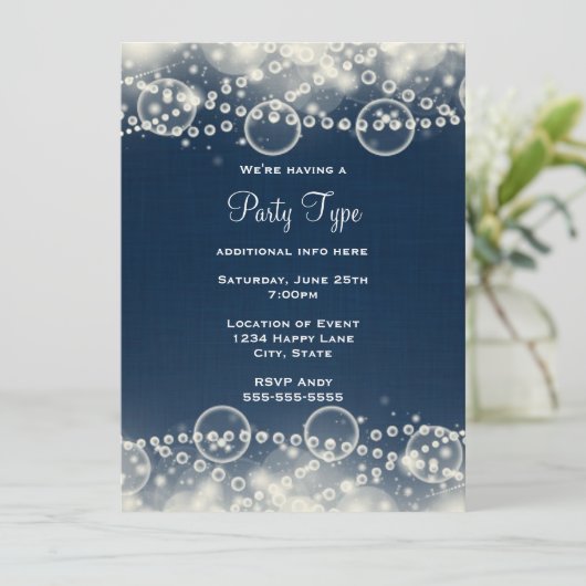 エレガント抽象芸術レースと真珠パーティー 招待状 (スタンド正面)