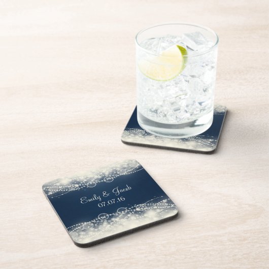 エレガント抽象芸術レースと結婚真珠 コースター (右側)