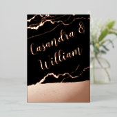 エレガント抽象芸術大理石の金ゴールド結婚ズ 箔招待状 (立ち正面)