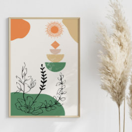 エレガント抽象芸術幾何学中世紀ミニマリスト ポスター