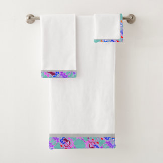 エレガント抽象芸術幾何学後円白 バスタオルセット