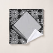 エレガント抽象芸術幾何学的パターンのグレーの変数 バスタオルセット (ウォッシュタオル)