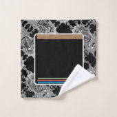 エレガント抽象芸術幾何学的パターン黒 バスタオルセット (ウォッシュタオル)