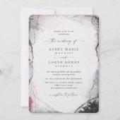 エレガント抽象芸術水彩ライトパープル結婚ズ 招待状 (正面)
