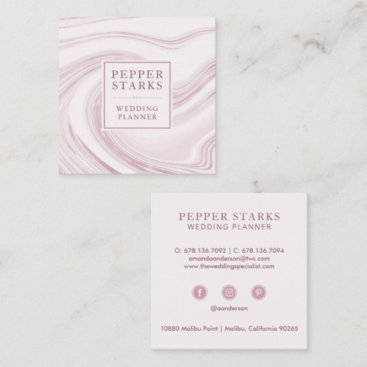 エレガント抽象芸術水彩大理石 |名刺 スクエア名刺 (正面/裏面)