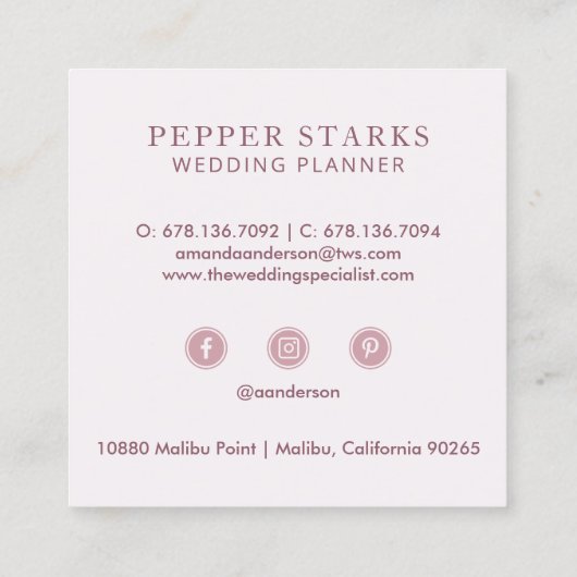 エレガント抽象芸術水彩大理石 |名刺 スクエア名刺 (裏面)