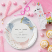 エレガント抽象芸術水色金ゴールドピンクブルー結婚ズ ペーパープレート (パーティー)