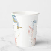 エレガント抽象芸術水色金ゴールドピンクブルー結婚ズ 紙コップ (左)