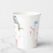 エレガント抽象芸術水色金ゴールドピンクブルー結婚ズ 紙コップ (右)
