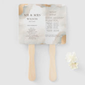 エレガント抽象芸術水色金ゴールド結婚 ハンドファン (正面&裏面)