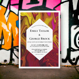 エレガント抽象芸術油彩ファインアート結婚ズ 招待状