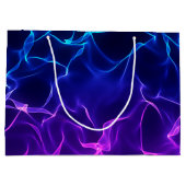 エレガント抽象芸術波 – 青と紫 –  ラージペーパーバッグ (裏面)