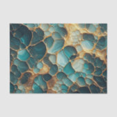 エレガント抽象芸術流体ティール（緑がかった色）及び金ゴールド大理石 薄葉紙 (正面)
