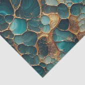 エレガント抽象芸術流体ティール（緑がかった色）及び金ゴールド大理石 薄葉紙 (詳細)