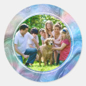 エレガント抽象芸術液と家族のカスタム写真 ラウンドシール (正面)