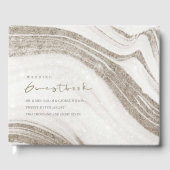 エレガント抽象芸術淡い色の金ゴールド大理石アゲテ結婚ス ゲストブック (正面)