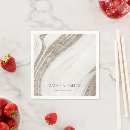 エレガント抽象芸術淡い色の金ゴールド大理石アゲテ結婚ス スタンダードカクテルナプキン (インサイチュ)