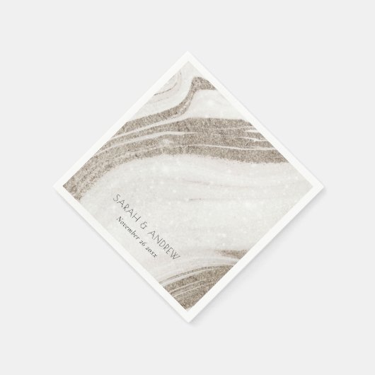 エレガント抽象芸術淡い色の金ゴールド大理石アゲテ結婚ス スタンダードカクテルナプキン (角)