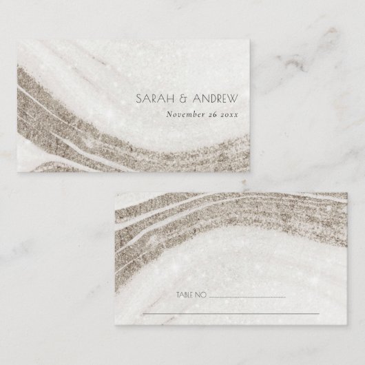 エレガント抽象芸術淡い色の金ゴールド大理石アゲテ結婚ス プレイスカード (正面/裏面)