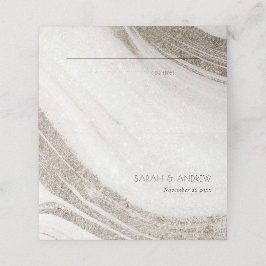 エレガント抽象芸術淡い色の金ゴールド大理石アゲテ結婚ス プレイスカード (外部開封)