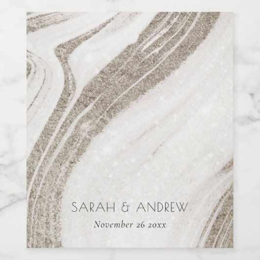 エレガント抽象芸術淡い色の金ゴールド大理石アゲテ結婚ス ワインラベル (シングルラベル)