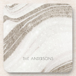 エレガント抽象芸術淡い色の金ゴールド大理石瑪瑙 コースター