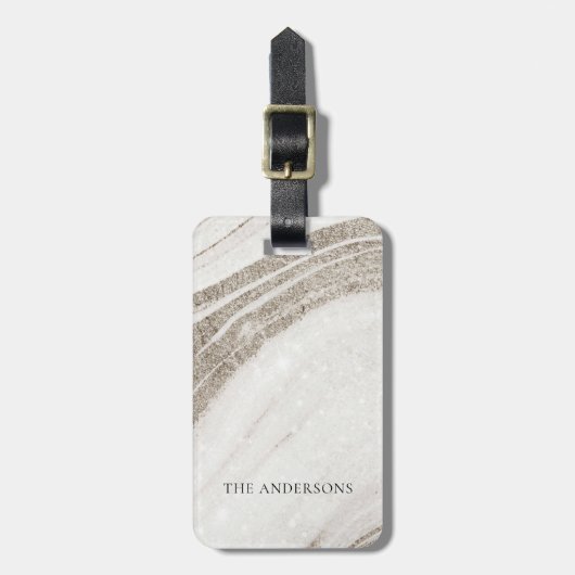 エレガント抽象芸術淡い色の金ゴールド大理石瑪瑙 ラゲッジタグ (正面縦)