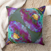 エレガント抽象芸術紫ティール(緑がかった色)絵画花 クッション (ブランケット)