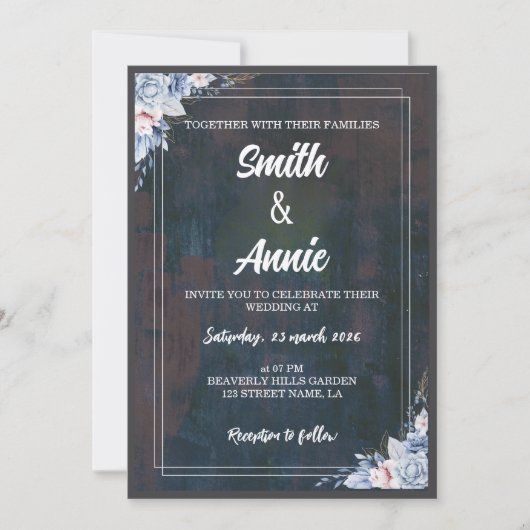 エレガント抽象芸術絵を描の結婚式招待状- モー 招待状 (正面)