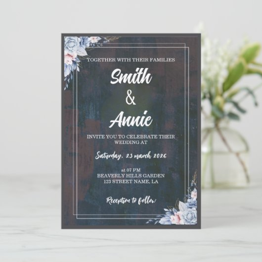 エレガント抽象芸術絵を描の結婚式招待状- モー 招待状 (スタンド正面)