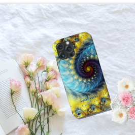 エレガント抽象芸術緩和曲線フラクタル名モノグラムの iPhone 13 PRO MAXケース