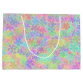 エレガント抽象芸術花カラフルフローラテンプレート ラージペーパーバッグ (裏面)