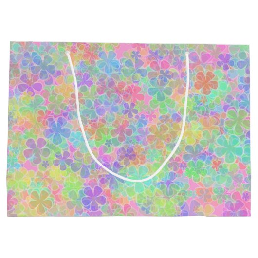 エレガント抽象芸術花カラフルフローラテンプレート ラージペーパーバッグ (裏面)