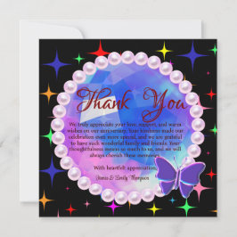 エレガント抽象芸術薄紫パー結婚ルの記念日 サンキューカード