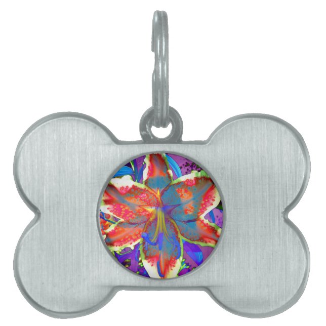 エレガント抽象芸術赤い花 ペットネームタグ (正面)