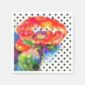 エレガント抽象芸術赤フローラ水色水玉模様 スタンダードカクテルナプキン (正面)