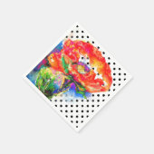 エレガント抽象芸術赤フローラ水色水玉模様 スタンダードカクテルナプキン (角)