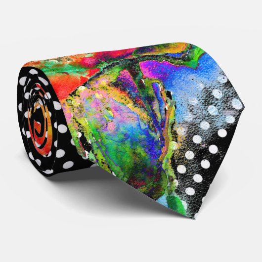 エレガント抽象芸術赤フローラ水色水玉模様 ネクタイ (ロール)