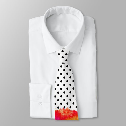 エレガント抽象芸術赤フローラ水色水玉模様 ネクタイ (タイ)