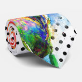 エレガント抽象芸術赤フローラ水色水玉模様 ネクタイ (ロール)