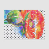 エレガント抽象芸術赤フローラ水色水玉模様 薄葉紙 (正面)